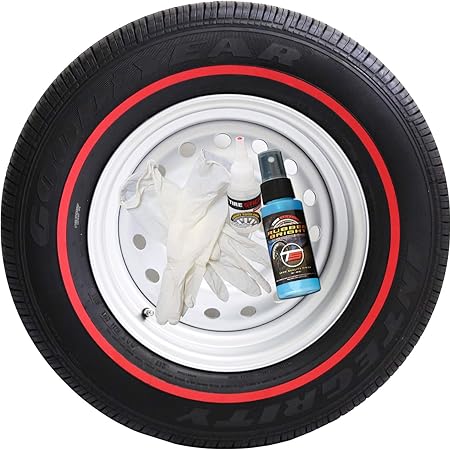 Amazon レッドライン入りタイヤ付属アクセサリー 全タイヤ4本 D I Y カスタマイズ可レッドライン入りタイヤストライプキット 外装 エアロパーツ 車 バイク