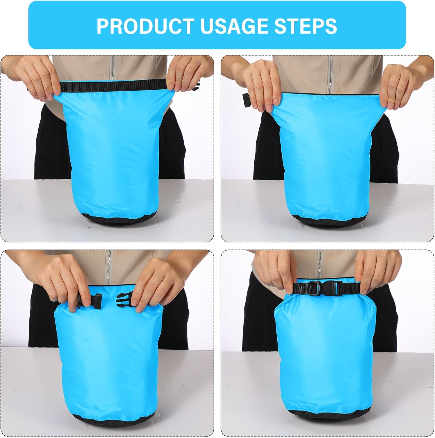 6 Pcs Waterproof Dry Bag Sack Lightweight Outdoor Dry Bags 35 L, 20 L, 15 L, 10 L, 5 L, 3 L Waterproof Boat Bag for Kayaking, Backpacking, Hiking, Camping Rafting(Blue) - Image 4