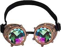 Vista 1 de Gafas caleidoscopio para raves trippy psicodélico steampunk con lentes de cristal de difracción de prisma arcoíris