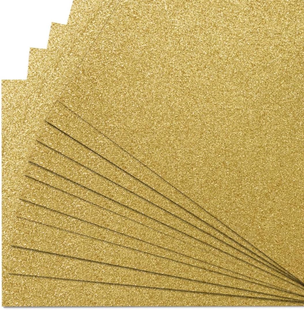 Springboard A4 Gold Glitter Card Sheets - 10-Pack 290gsm Non Shed Glitter Cardstock for Card Making - Compatible w/Die-Cutting Machines - Sparkly Craft Supplies
