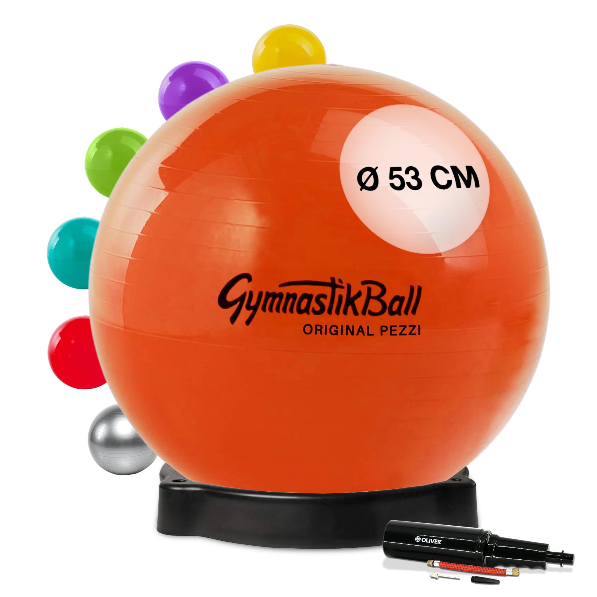 Original Pezziball Standard 53 cm orange m. Ballschale & Pumpe Gymnastikball