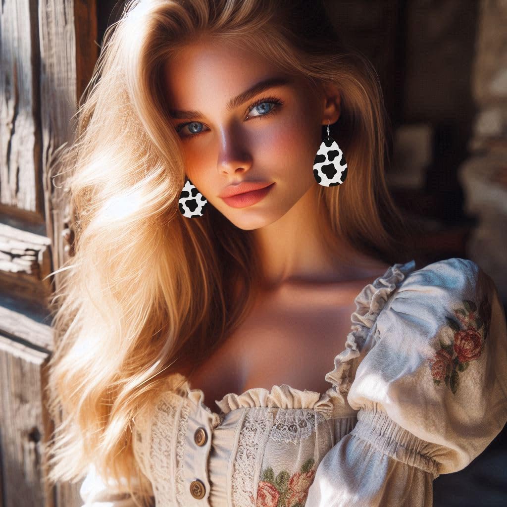 BOFILL Cow Print Earrings for Women Leather Teardrop Animal Cute Accessories Dangle Lightweight Funny Gifts - Image 4
