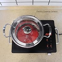 Vista 5 de ABHOME - Olla de vidrio con tapa, resistente al calor, acero inoxidable, doble asa, cristalería para cocinar, cacerola transparente para sopa