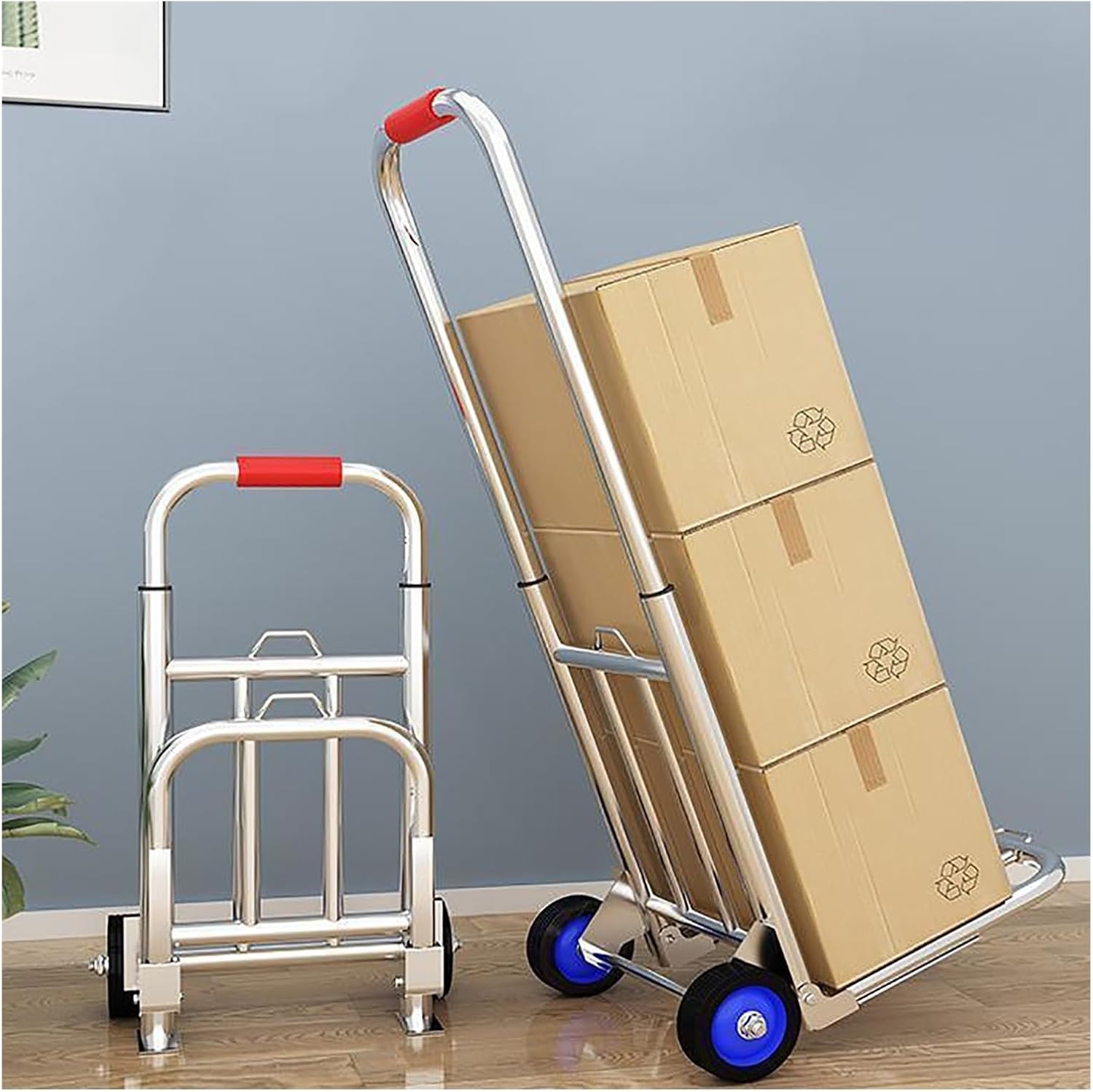 Heavy Duty Luggage Cart,Folding Sack Trucks,Utility Dolly Platform Cart,Sack Trolley with Solid Rubber Wheels,110kg Capacity