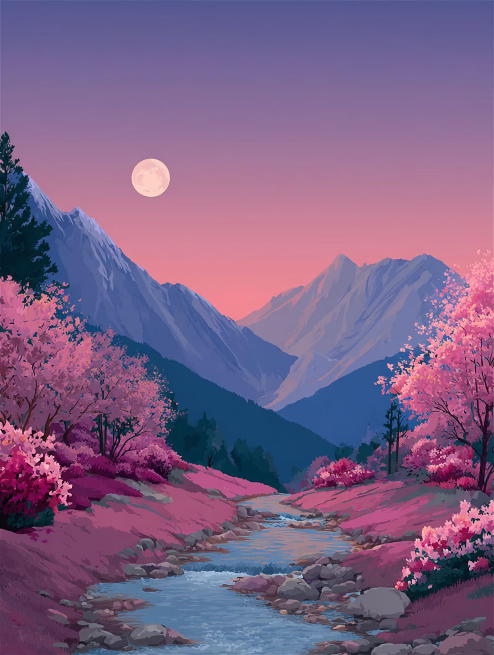 Dipingere con i Numeri Adulti Luna, Fiori Dipingere con i Numeri Bambini DIY Kit, Set Premium con Pennelli, Decorazione Casa & Creativo Regalo di Compleanno, Attività di Tempo libero 90x120cm z-473