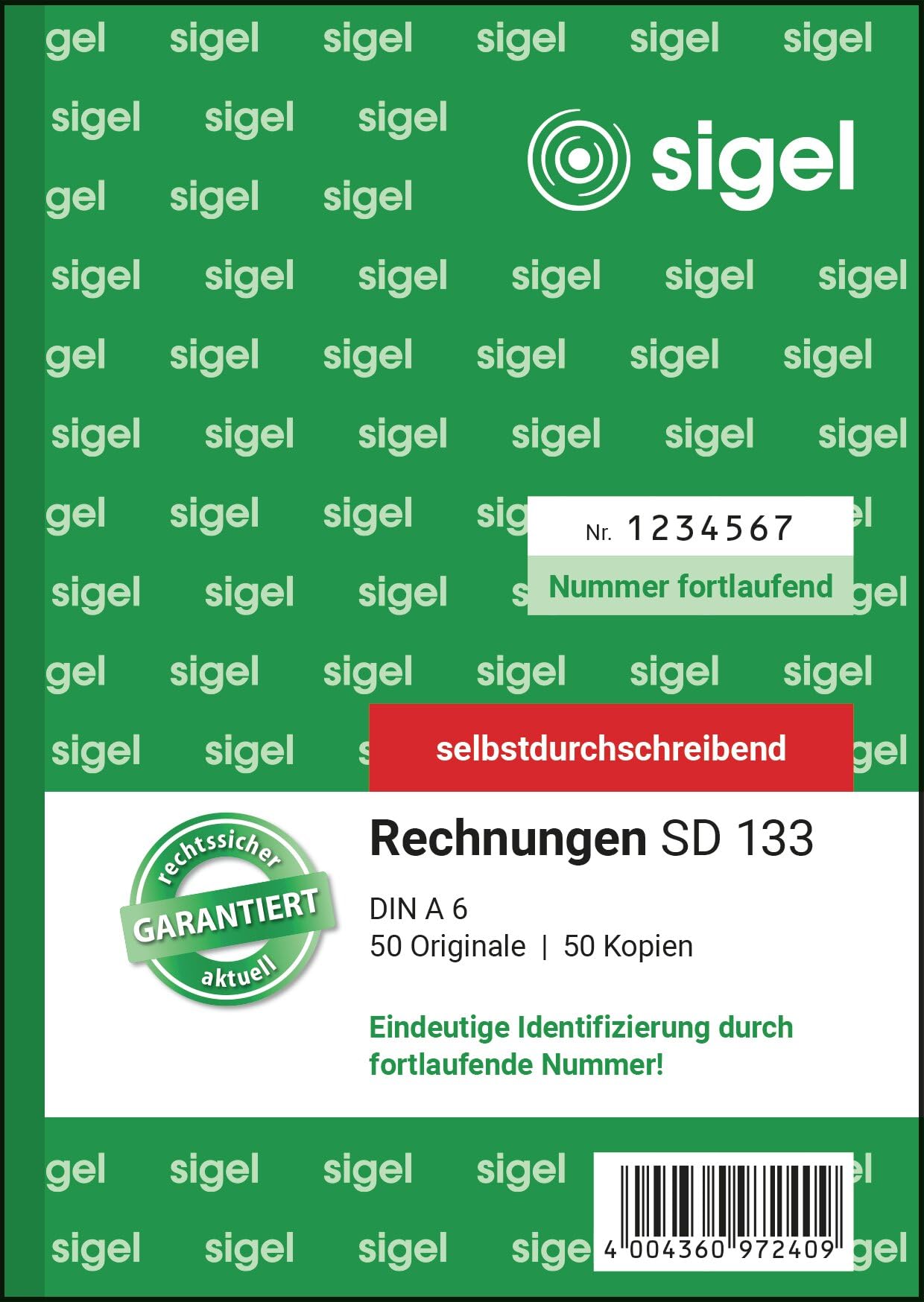 SIGEL SD133 Invoices Sequentially Numbered A6 2 x 50 Sheets Carbonless Copying