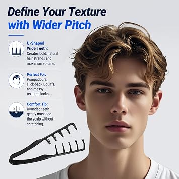 2-Piece Texturising Wide-Tooth Styling Combs, texture comb men
