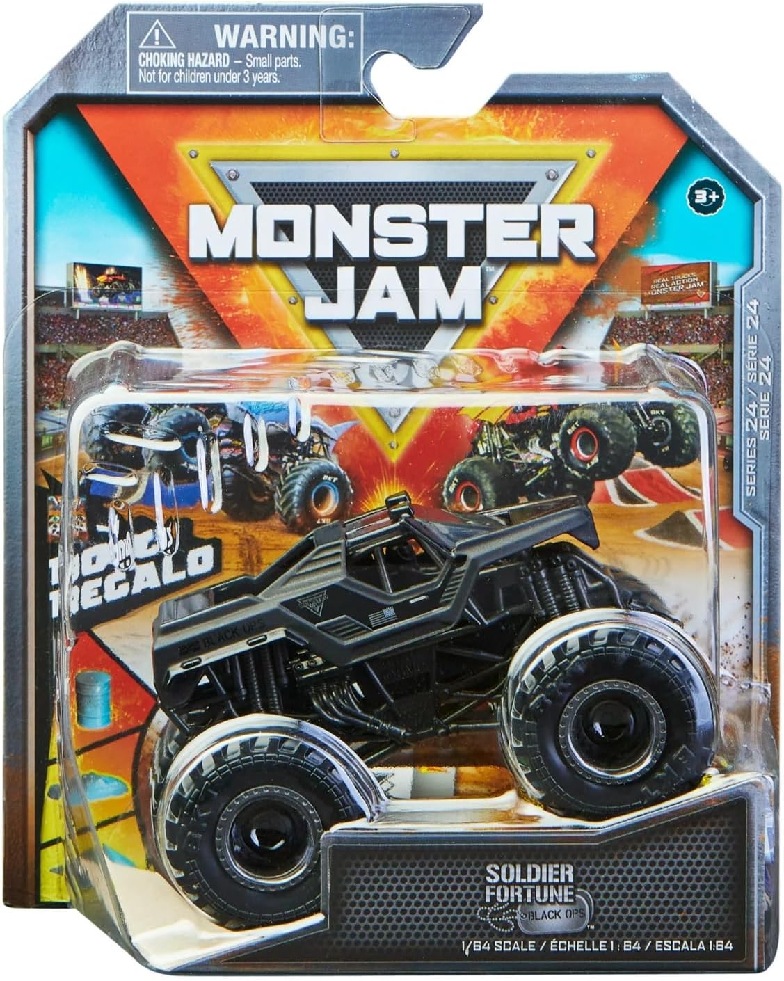 Monster Jam Series 24 Soldier Fortune Black Op 1:64 Scale Truck with Bonus Regalo