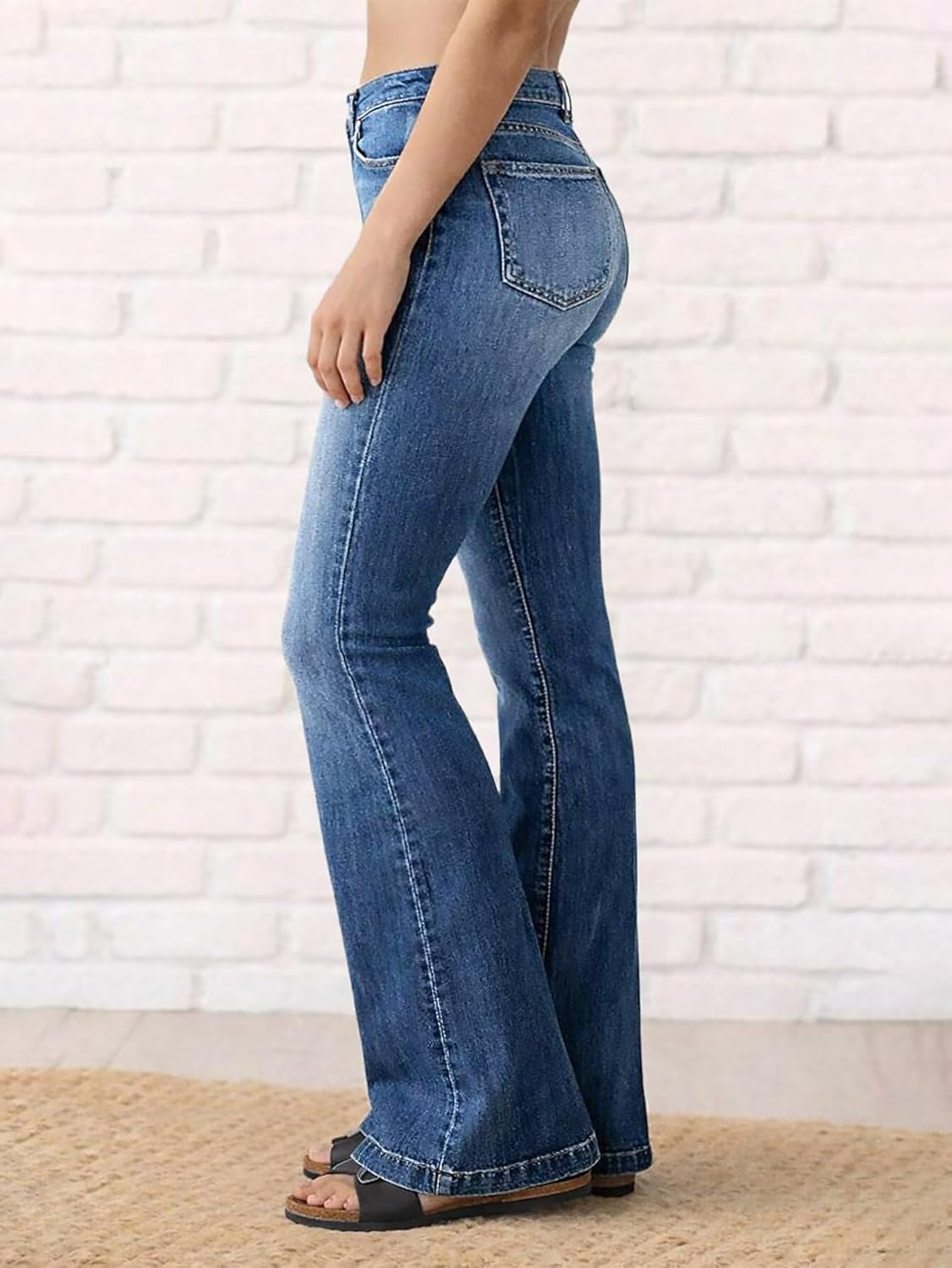 Flamingals High Waisted Bell Bottom Jeans for Women Stretchy Wash Flare Jeans Casual Western Slim Fit Denim Pants