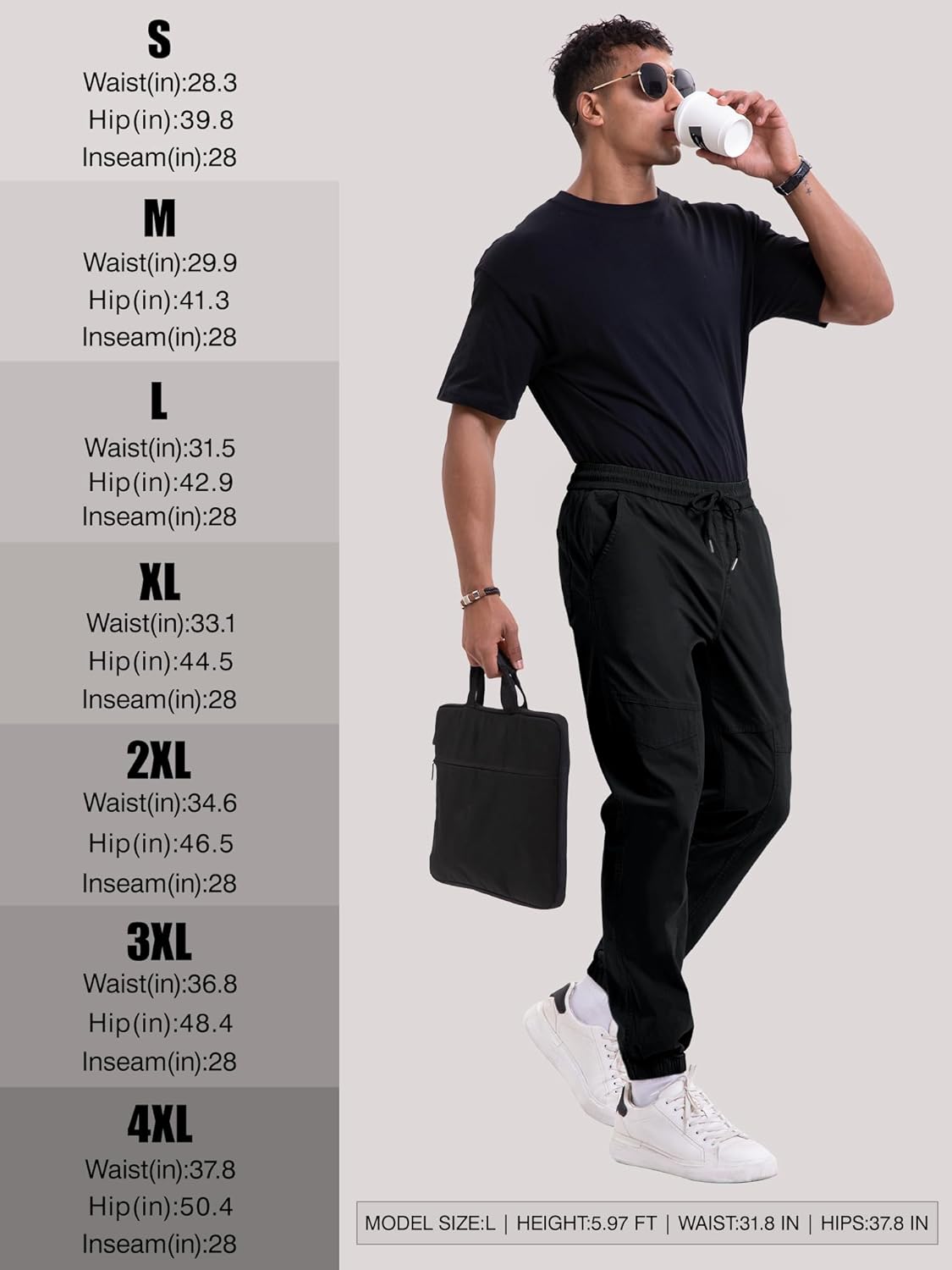 NATUVENIX Mens Casual Pants Stretch Joggers for Men with Pockets Chino Pants for Men Lightweight Mens Travel Pants Drawstring - Image 6