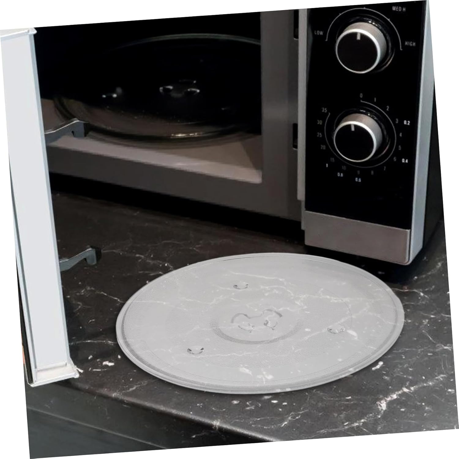 TEHAUX 2pcs Microwave Turntable Replacement Glass Plates Microwave Glass Plate for Even Heating for Cooking and Reheating