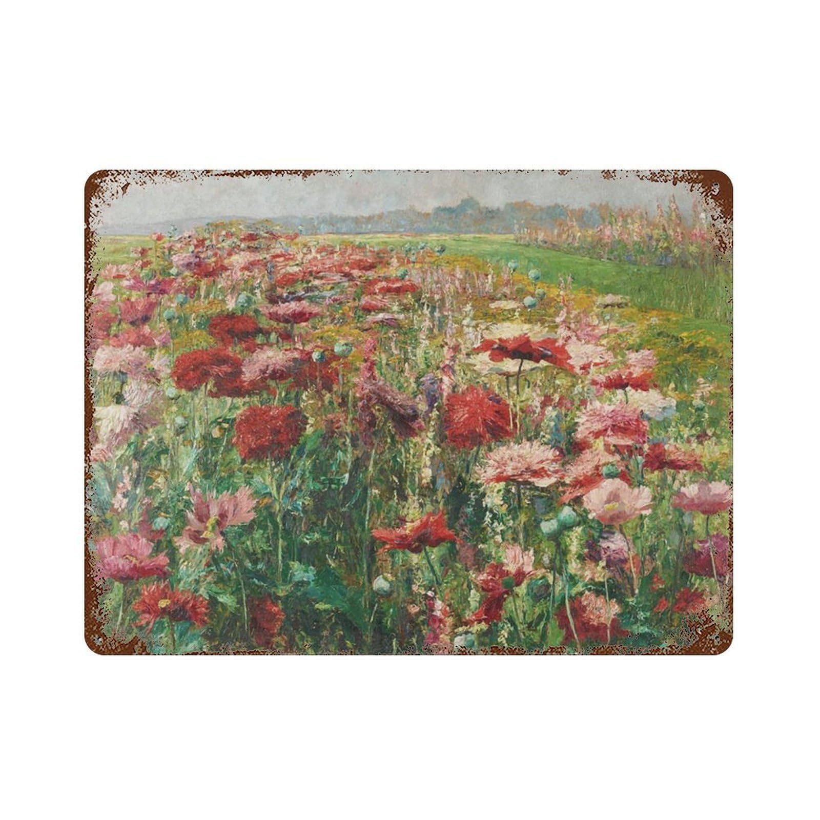 xiaoxiaoshen Vintage Poppies Field Painting_ Wildflower Meadow Landscape Wall Decor Art Metal Tin Poster Modern Home Decor Art Home Bar Shop Decorations Vintage Sign 30x40cm