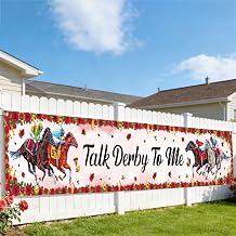 Kentucky Horse Derby Banner - Kentucky Horse Racing Derby Banner Decorations, Equestrian Run for the Rose Large Yard Sign Supplies for Indoor Outdoor, 9.8x1.6 Ft