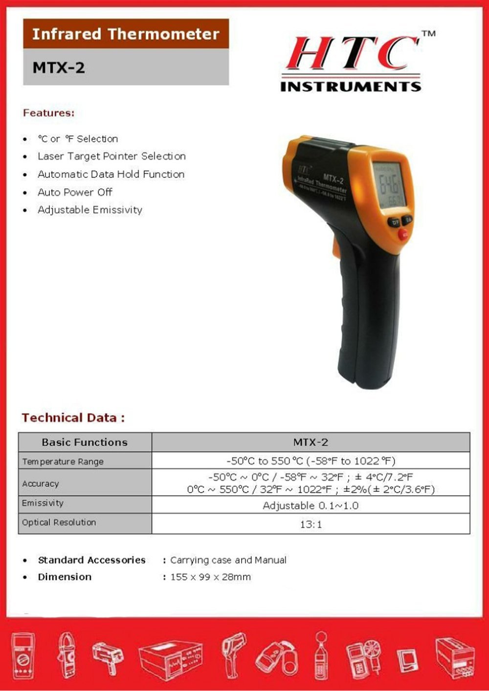 Htc Mtx-2 Digital Infrared Thermometer Along With Calibration Certificate - Pack Of 3