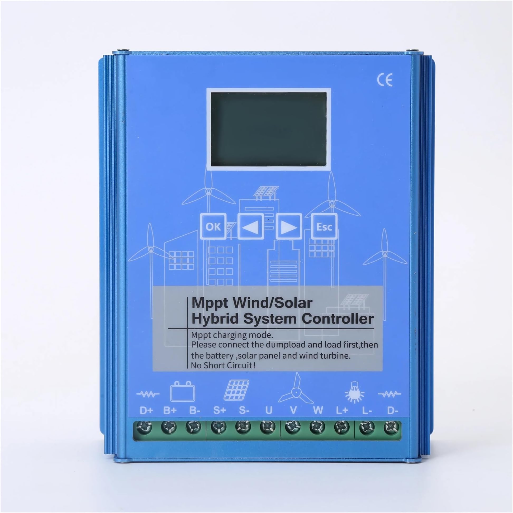 Solar Charge Controller, 2800W MPPT Wind Solar Hybrid Controller Boost Charr 12V 24V 48V Free Dump Load(600W Wind 600W Solar)