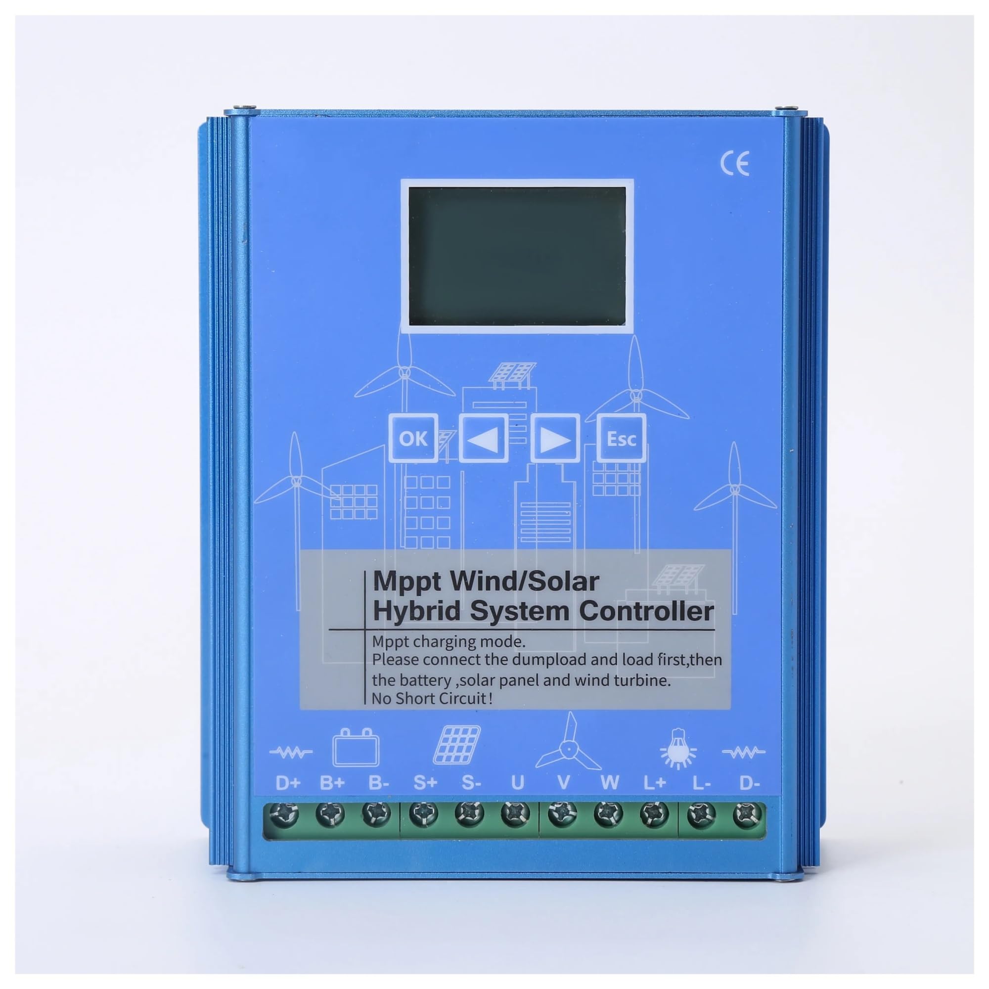 Solar Charge Controller, 2800W MPPT Wind Solar Hybrid Controller Boost Charr 12V 24V 48V Free Dump Load(800W Wind 600W Solar)