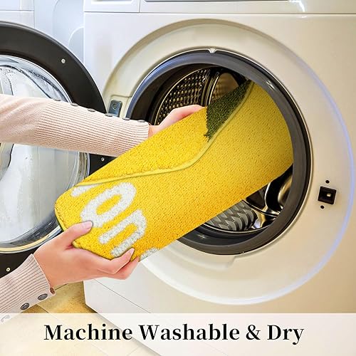 Miniatura 7 de Hi Space Alfombra de baño de 31.5 x 19.7 pulgadas, alfombra de baño en forma de limón para baño, antideslizante, lavable, suave, absorbente, bonita,