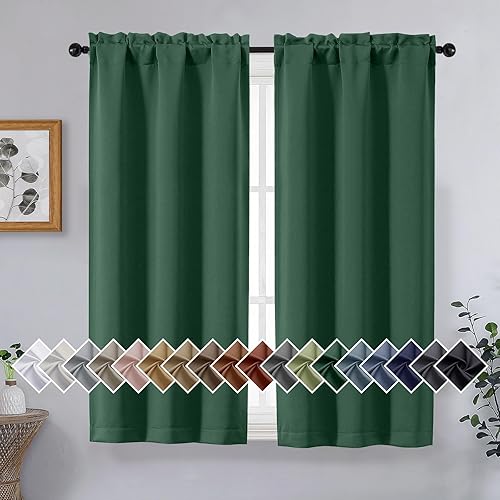 Miniatura 172 de OVZME Cortinas opacas turquesa para tratamiento de ventanas pequeñas, cortinas cortas con bloqueo de luz para ventana de cocina sobre el fregadero,