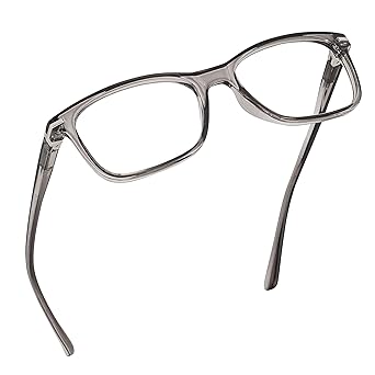 Readerest Blue Light Reading Glasses - Lightweight Computer Glasses w/Spring Hinges - UV Protection, Anti Glare & Eye Strain Grey, 1.0 Magnification