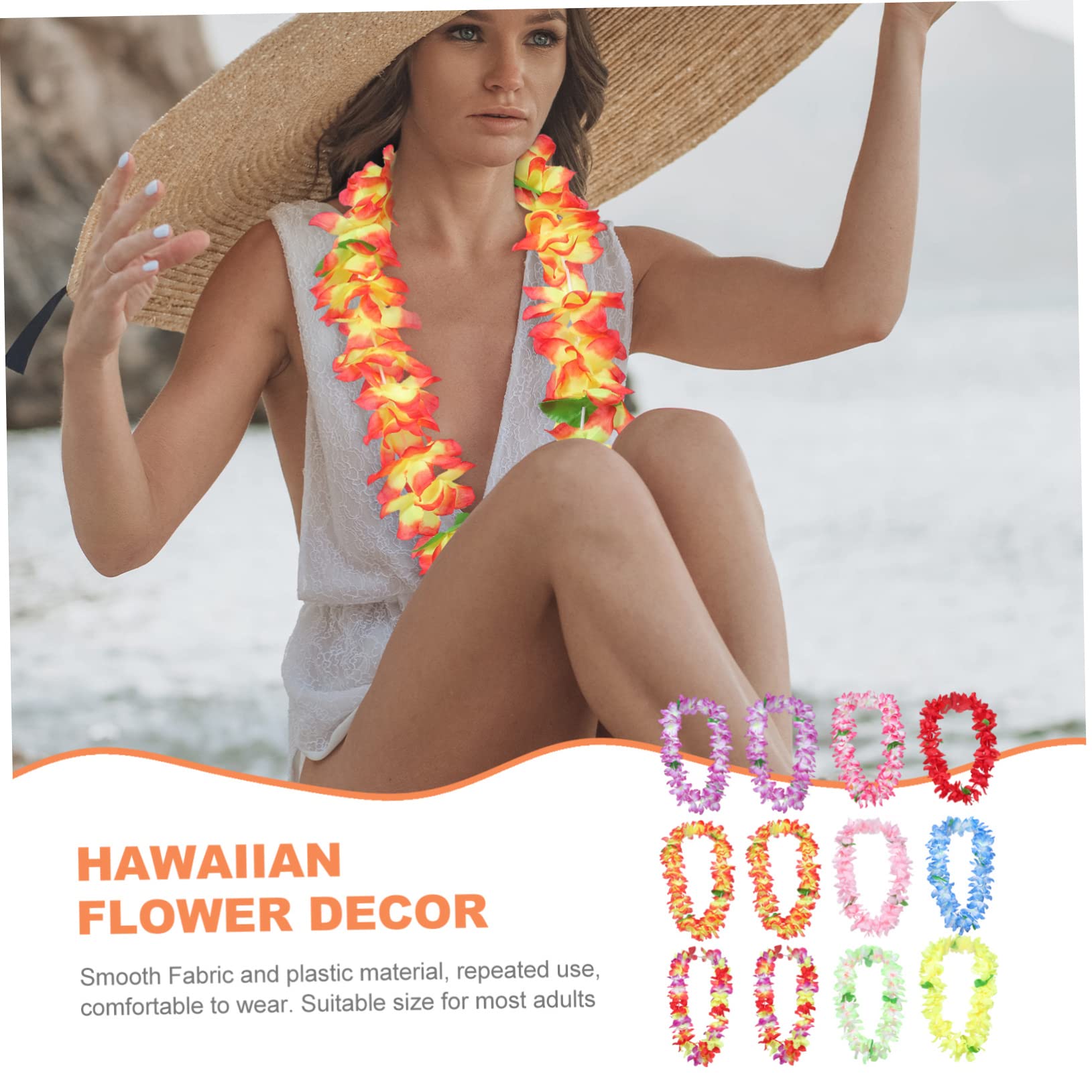 Abaodam 12 Piezas Favores De La Fiesta Hawaiana Guirnalda De Verano Collar De Flores Hawaianas Collar De Fiesta De Verano Guirnaldas Hawaianas De Verano Ropa Banquete Tela Bulto