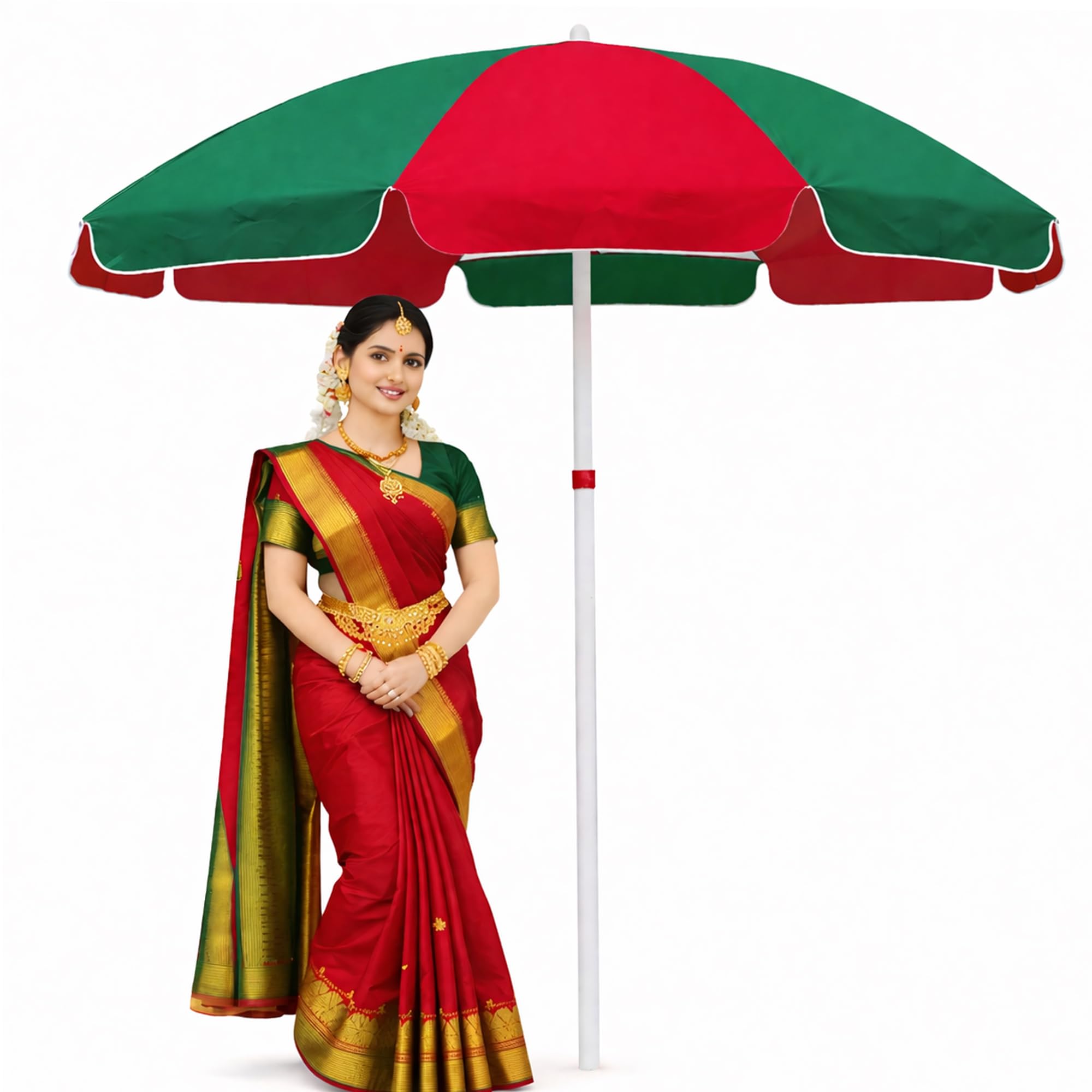 Garden Umbrella 7FT Patio Shade Patio Umbrella Outdoor Umbrella Poolside Use Outdoor Shade Backyard Use Commercial Use Courtyard Use (Red & Green)-image-31