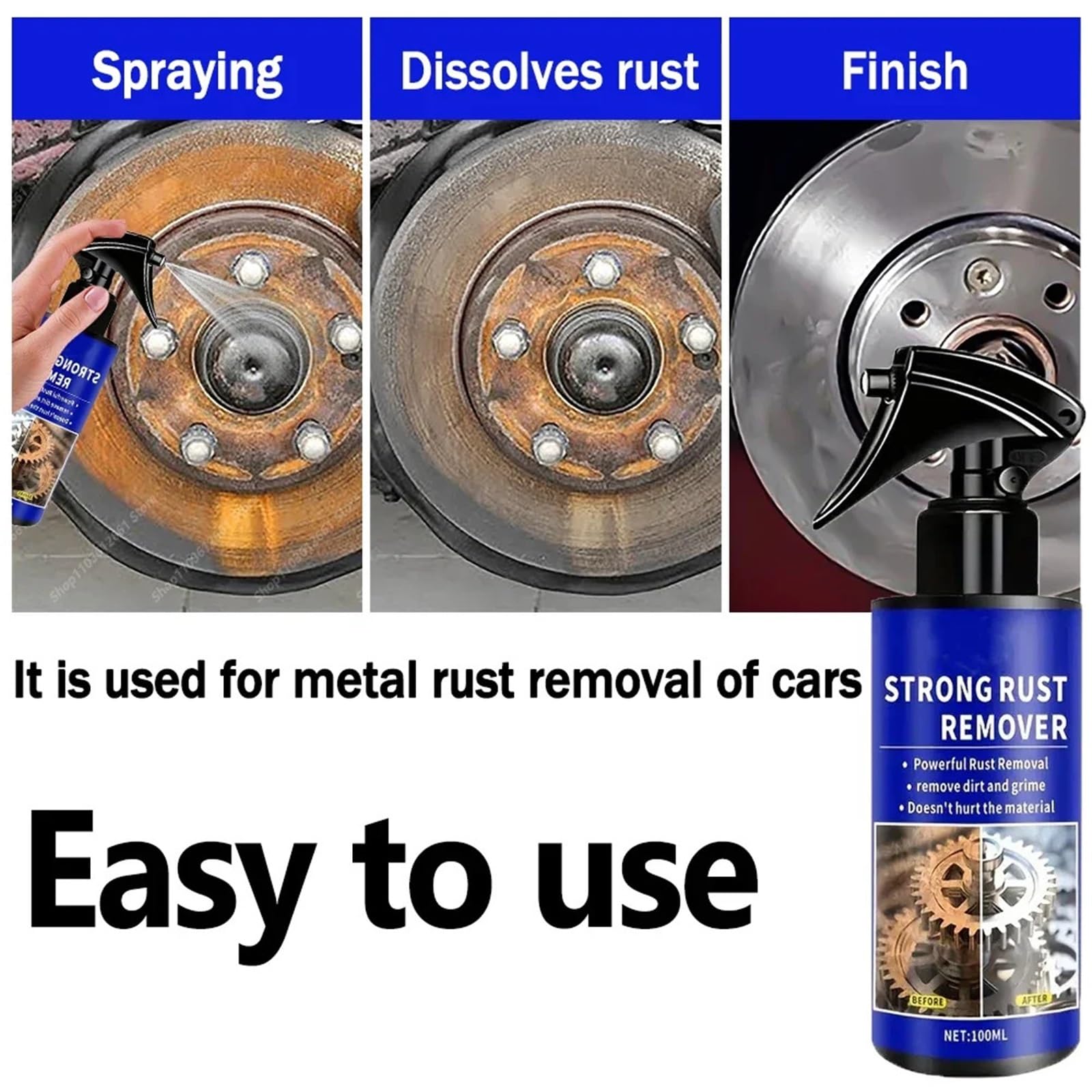 Pompa spryskiwacza Odrdzewiacz samochodowy czysty metal żelazny Prowder Auto rura wydechowa odrdzewiacz Spray środek do usuwania plam pielęgnacja piasty koła Pompa płynu(3pcs)