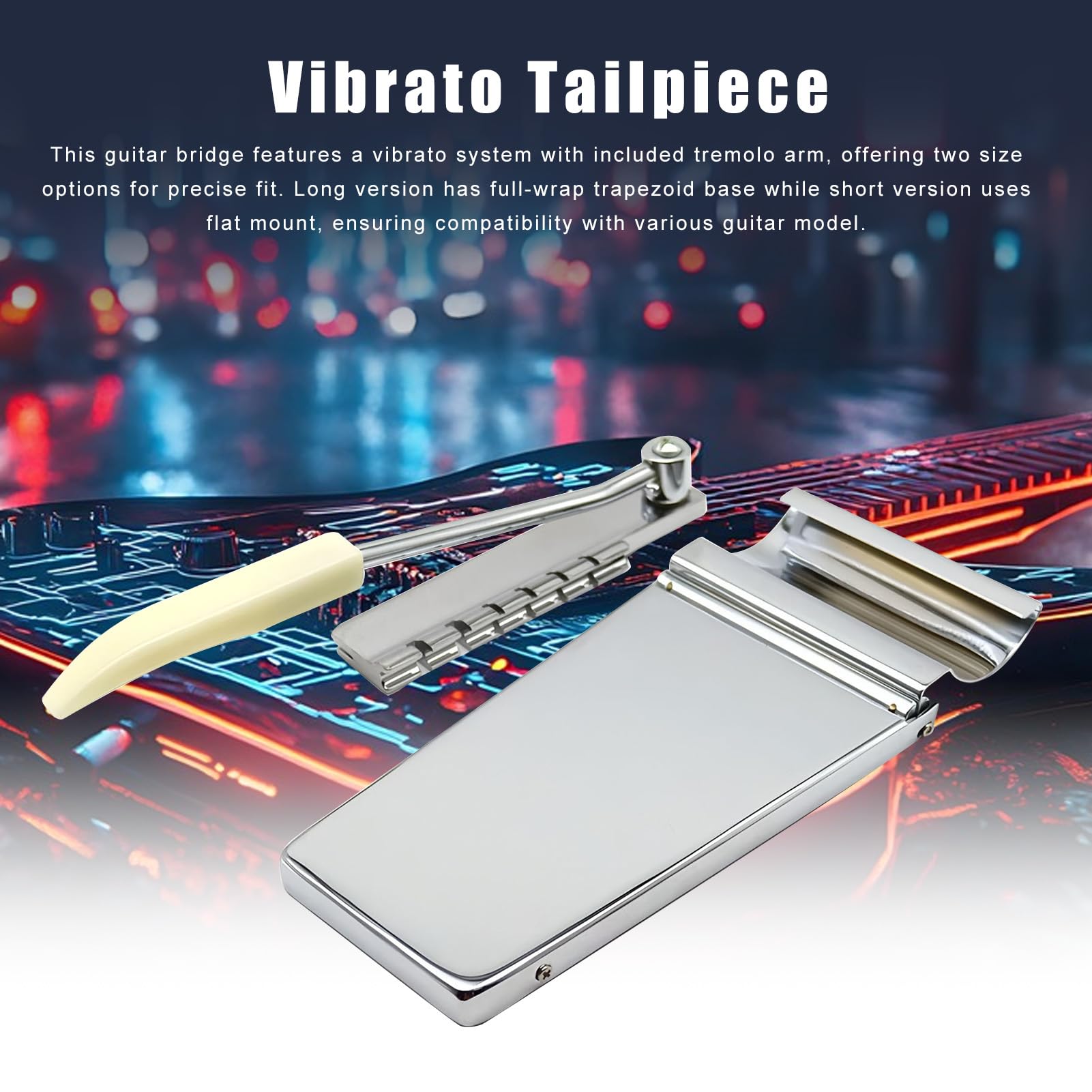 Ponte Vibrato per Chitarra Elettrica, Cordiera in Ottone con Braccio Tremolo, 2 Opzioni di Dimensione per Chitarra Elettrica ES SG Flying V (SILVER)