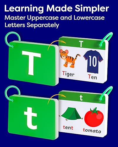 Miniatura 6 de THE BAMBINO TREE Tarjetas flash del alfabeto, tarjetas flash ABC gruesas para niños de 3 a 6 años, juego de aprendizaje de reconocimiento de letras