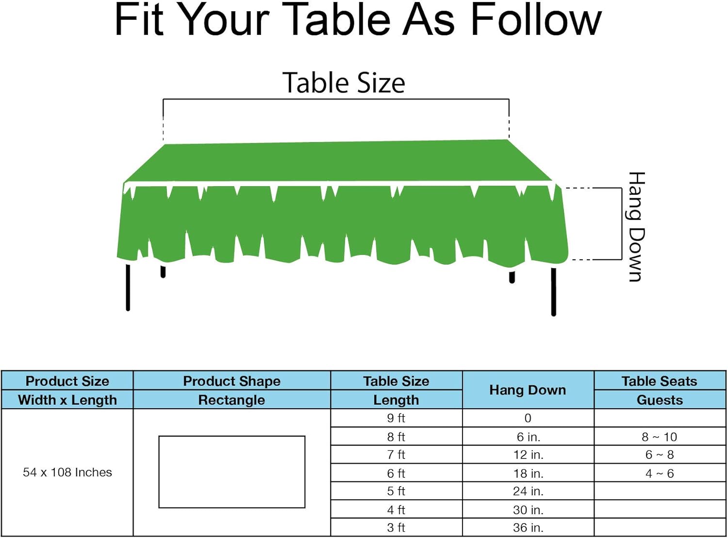 Lime Green Plastic Tablecloths 3 Pack Disposable Table Covers 54 x 108 Inch Shower Party Tablecovers PEVA Vinyl Table Cloths for Rectangle Tables up to 8 ft and Picnic BBQ Birthday Wedding Banquet : Home & Kitchen
