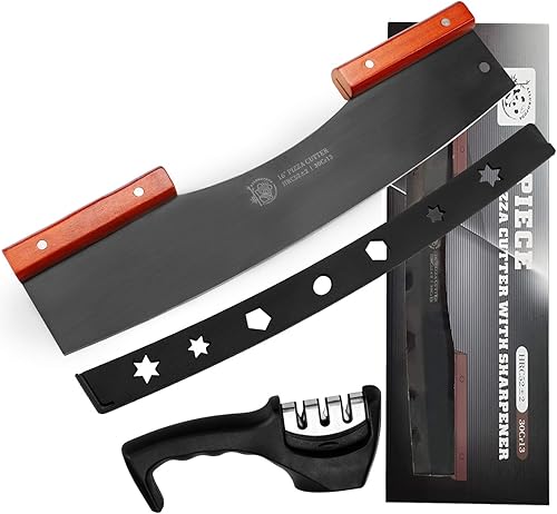 AILUROPODA Cortador de pizza con afilador de cuchillos y cubierta protectora de 16 pulgadas, cortador de pizza grande de 16 pulgadas, cortador de