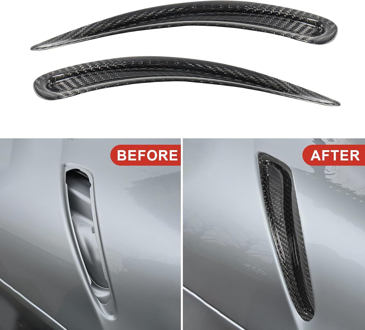 Real Carbon Fiber Hood Air Vent Cover Compatible with Toyota Supra GR A90 A91 2020-2026, Front Bonnet Air Outlet Scoop Cover Exterior Accessories