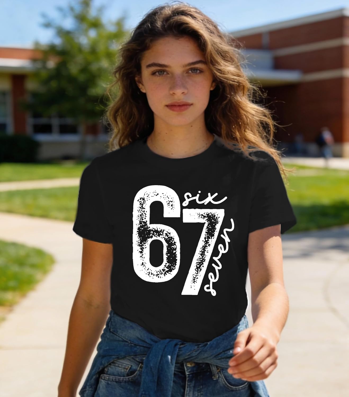 67 Shirts for Women Funny 67 Gen Alpha Meme Shirt Teen Girls Six Seven Print Teacher School Tees - Image 2