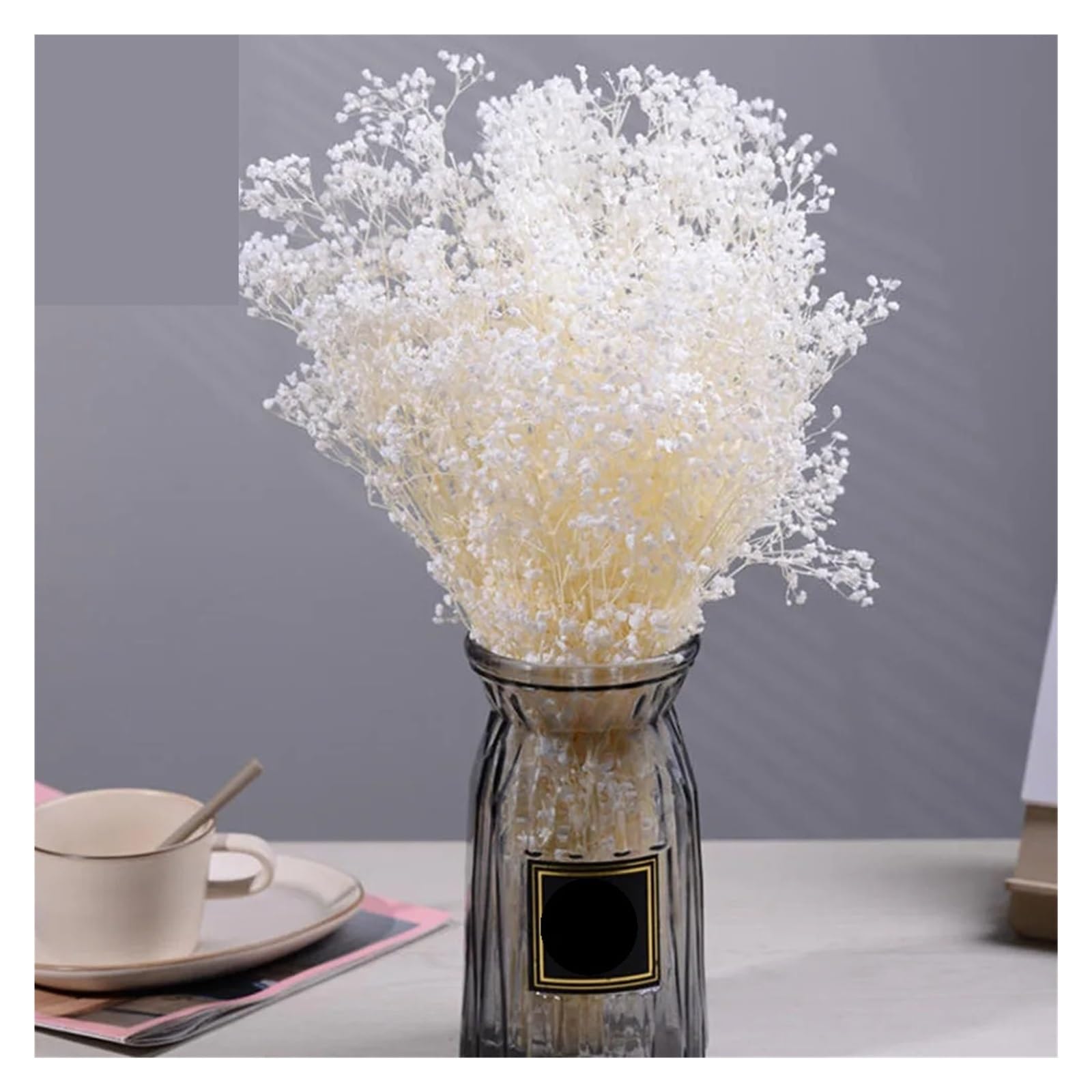 gypsophile séché Gypsophile Blanche préservée, 100g, Fleur séchée, décoration de Bouquet Mariage, Remplissage Vase for la Maison(Rosy)