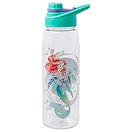Silver Buffalo Disney The Little Mermaid Ariel Hydration Tracker Schedule Water Bottle With Screw-On Lid, 28 Ounces
