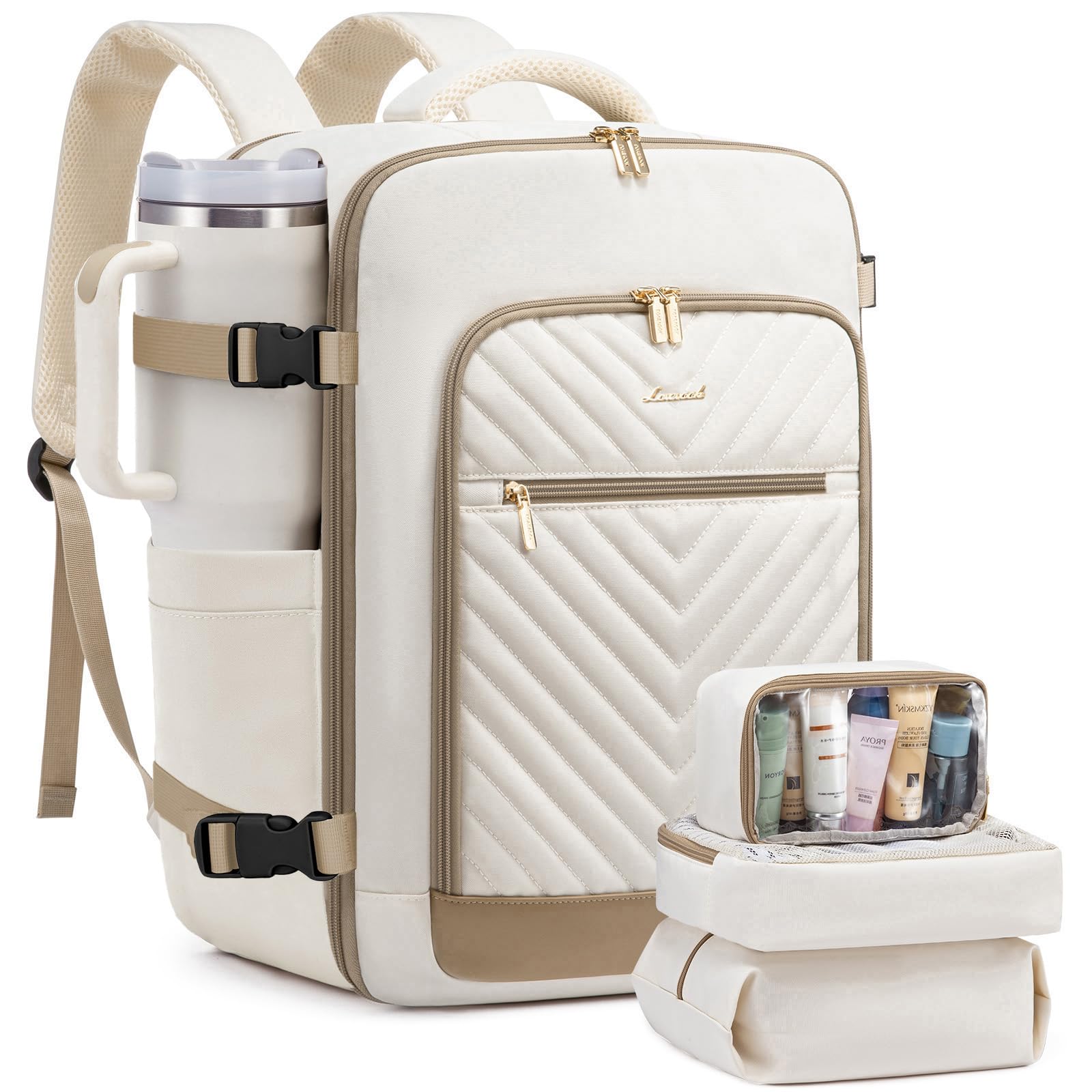 LOVEVOOK Travel Backpack For Women,50L Carry On Backpack Flight Approved,TSA Personal Item Travel Bag Fits 18 Inch Laptop,Business Weekender Overnight