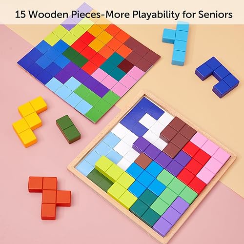 Miniatura 5 de Productos de demencia para ancianos, 15 azulejos de madera a juego con actividades de demencia para personas mayores, juegos de memoria fáciles para