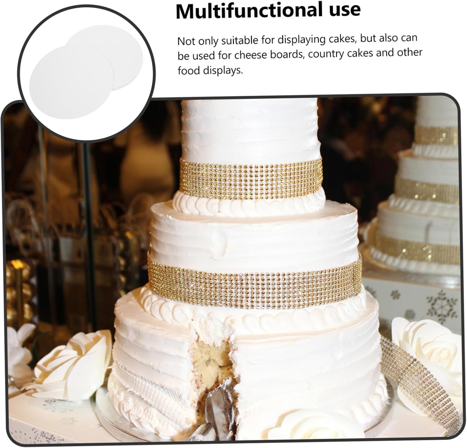 12pcs Round Cake Base Board Thick Cardboard Circle Dessert Displays for Birthdays Weddings Celebrations Elegant Design for Professional Presentation