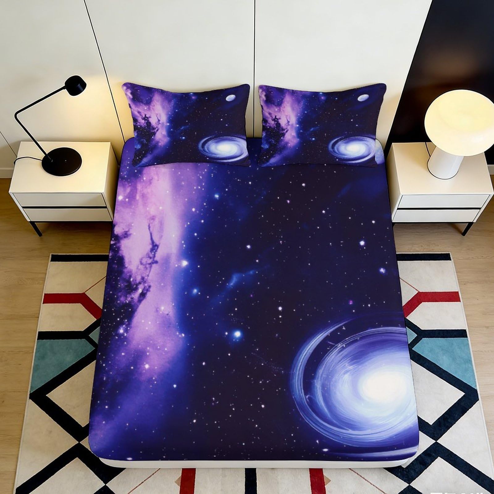 3D Printed Wolf Pattern Fitted Sheet Microfiber Deep Pocket Non-Slip Wolf Mattress Fitted Cover Bedroom 180x200x25cm