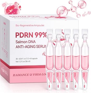 Salmon DNA PDRN Daily Repair Serum Ampoules, 99% Salmon DNA Anti-Aging Firming Booster with Peptide Collagen, Microneedling Serum for Hydration, Skin Repair & Radiance, 30 x 1.2ml