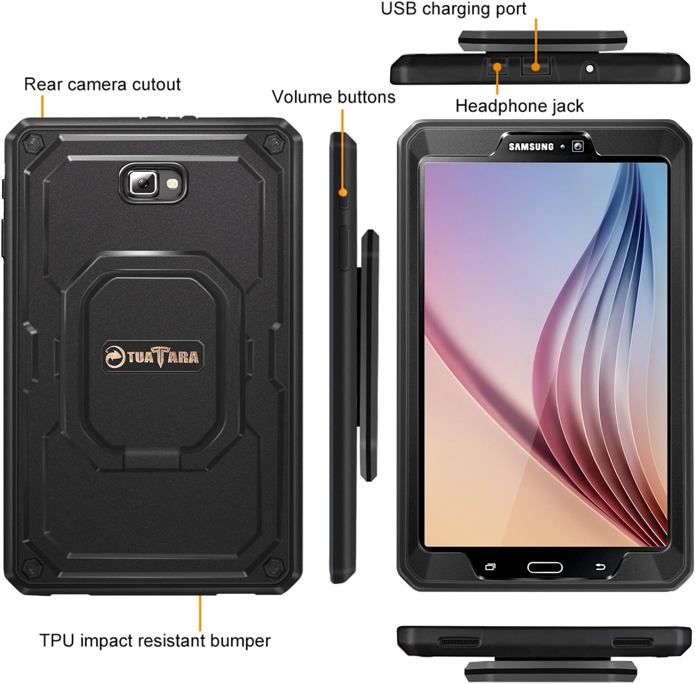 Prоmо Dіѕсоunt Uр Tо 70% оƒƒ Fintie Case for Samsung Galaxy Tab A 10.1 (2016 NO S Pen Version), [Tuatara Magic Ring] 360 Rotating Multi-Functional Grip Stand Shockproof Cover Built-in Screen Protector, Black