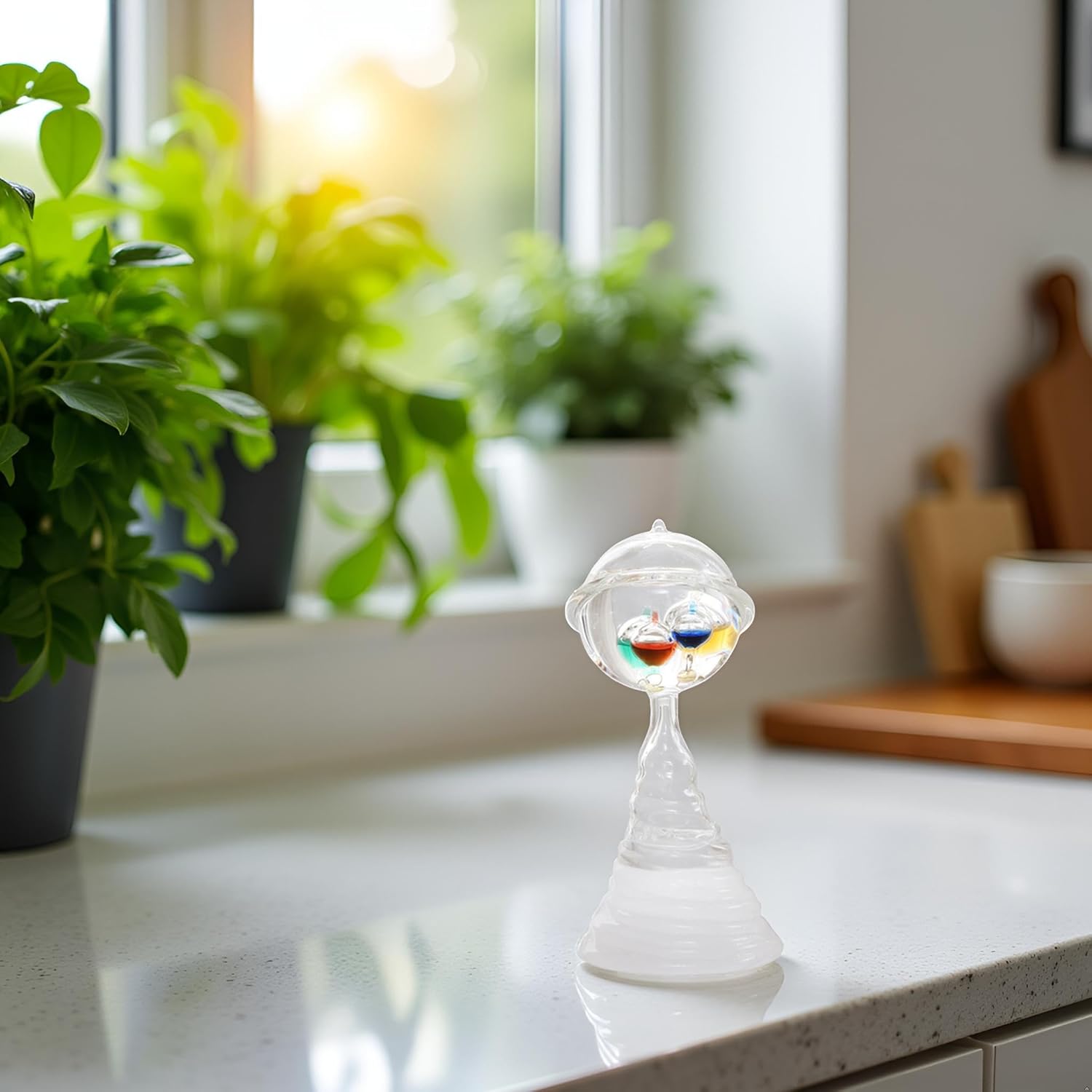 Galileo Thermometer and Fitzroy Storm Glass Weather Station with 4 Multi Colored Balls from 64ºF to 76ºF Gorgeous Gift for Family or Friends Present Home, Office Indoor and Outdoor Décor