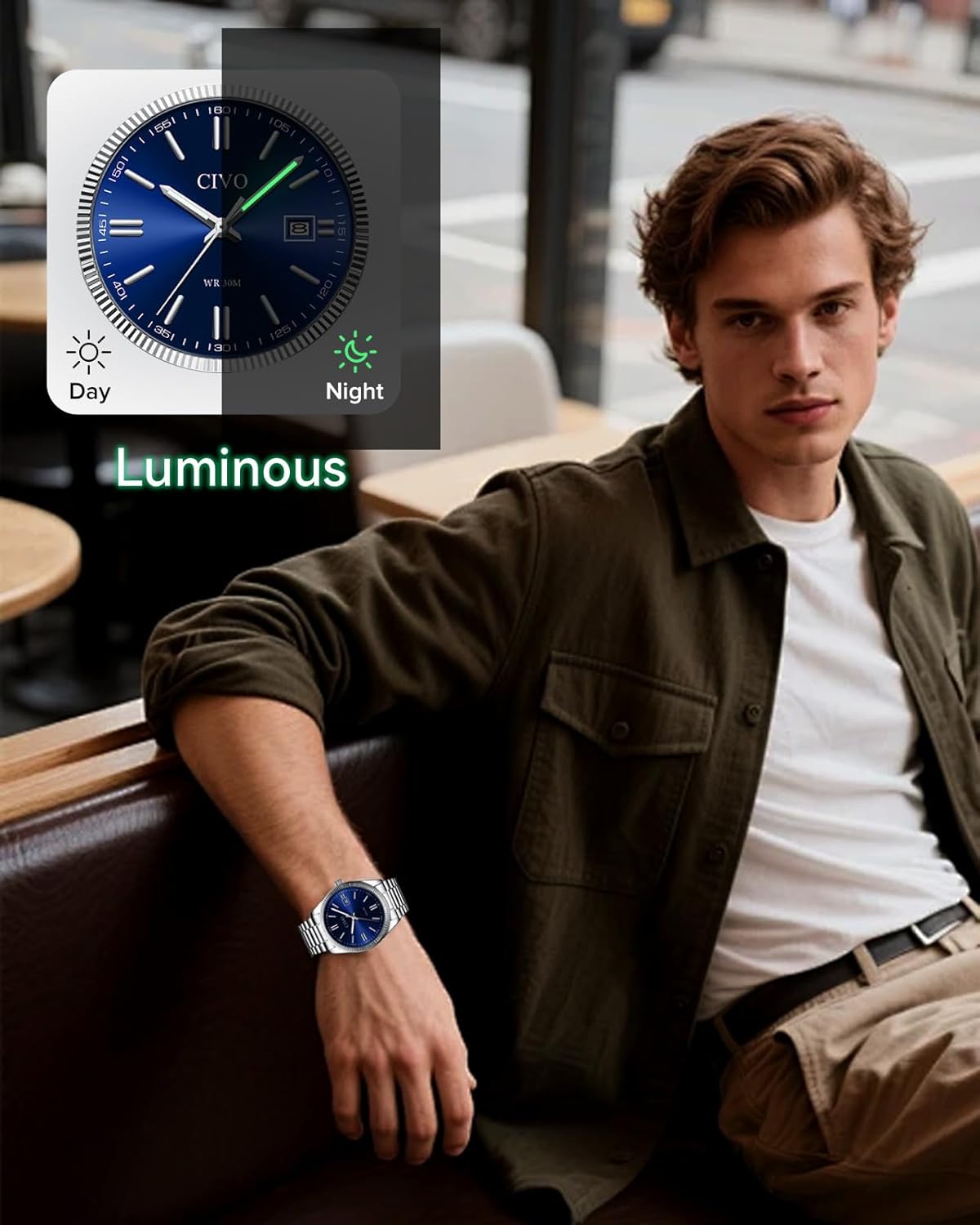CIVO Analog Mens Watches Silver: Wrist Watches with Date Easy to Read - Dress Stainless Steel Watch for Men Gifts for Husband Father at Birthday Anniversary