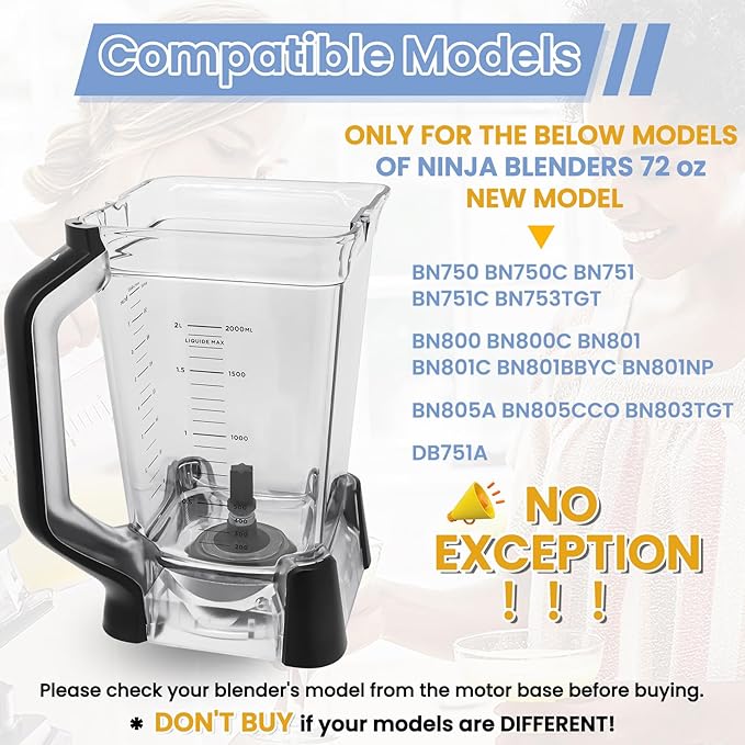 Jarra de repuesto WARDFYT 72 oz compatible con Ninja BN751 BN801 miniatura 3