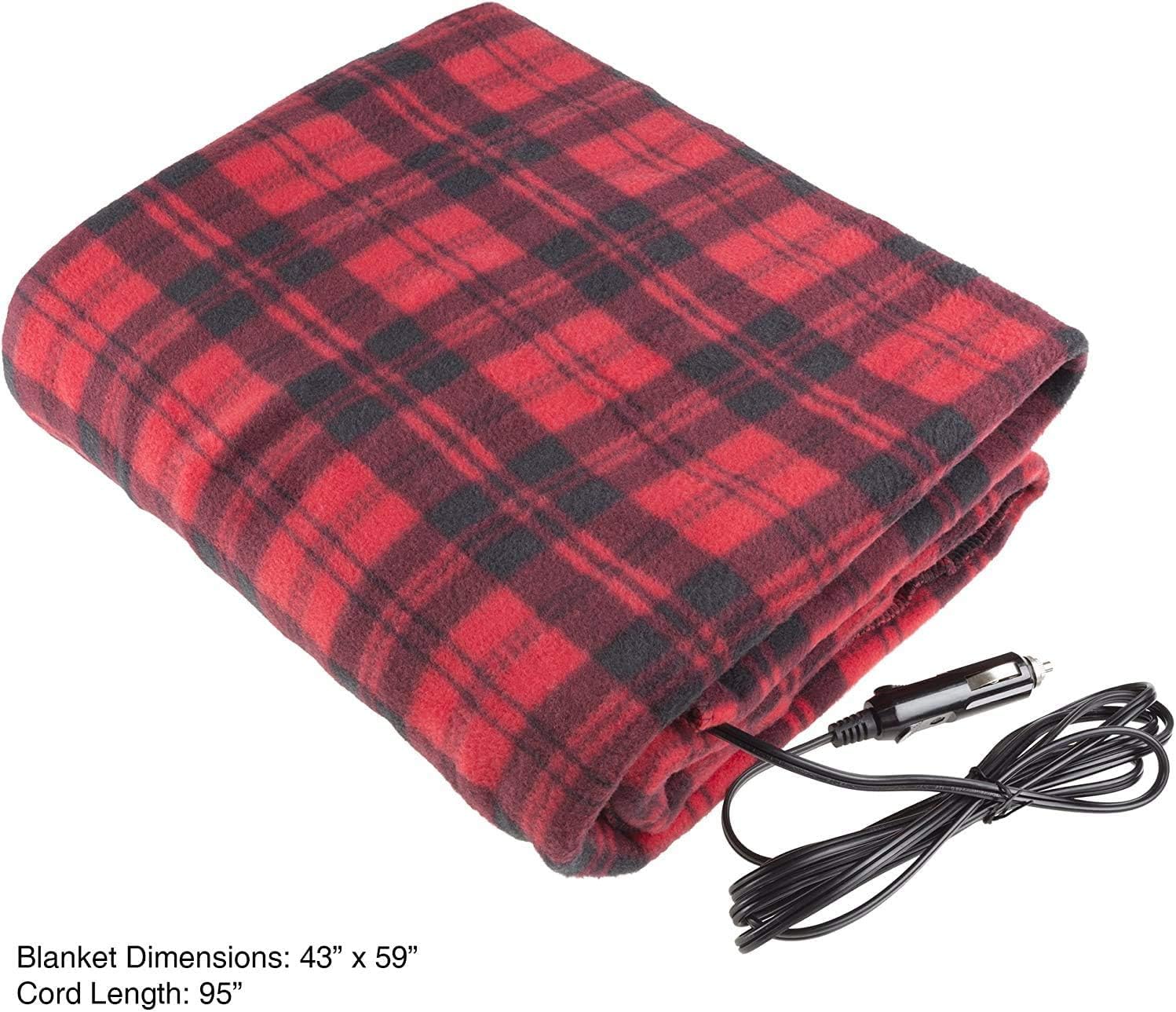 Electric Car Blanket-Heated 12 Volt Fleece Travel Throw,Car Travel Blanket,for Car and RV Great for Cold Weather, Road Trips ( Red Plaid ) : Automotive