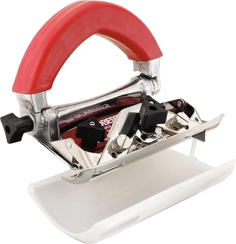 Sheet Goods and Carpet Trimmer with Anti-Friction Boot, Adjustable Handle and 2 Hook Blades