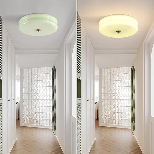 Miniatura 3 de KCO Iluminación de mediados de siglo moderno LED luces de techo de cristal verde menta lámpara de techo grande pasillo luz de techo nórdico vintage