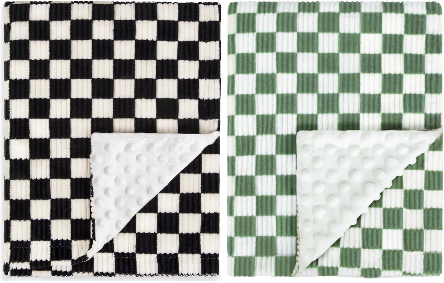 2 Pack Baby Blanket for Boys Comfy Durable Corduroy Toddler Blanket Black Sage