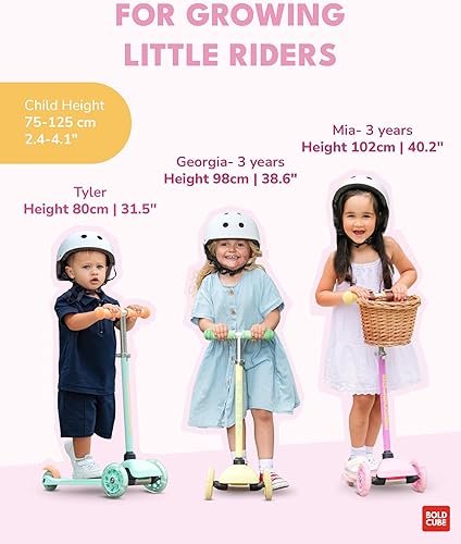 Miniatura 4 de Teeny  Scooter de 3 ruedas color menta para niños y niños pequeños de 3 a 6 años  Ruedas intermitentes  Altura ajustable de 53 a 27.6 in  My First