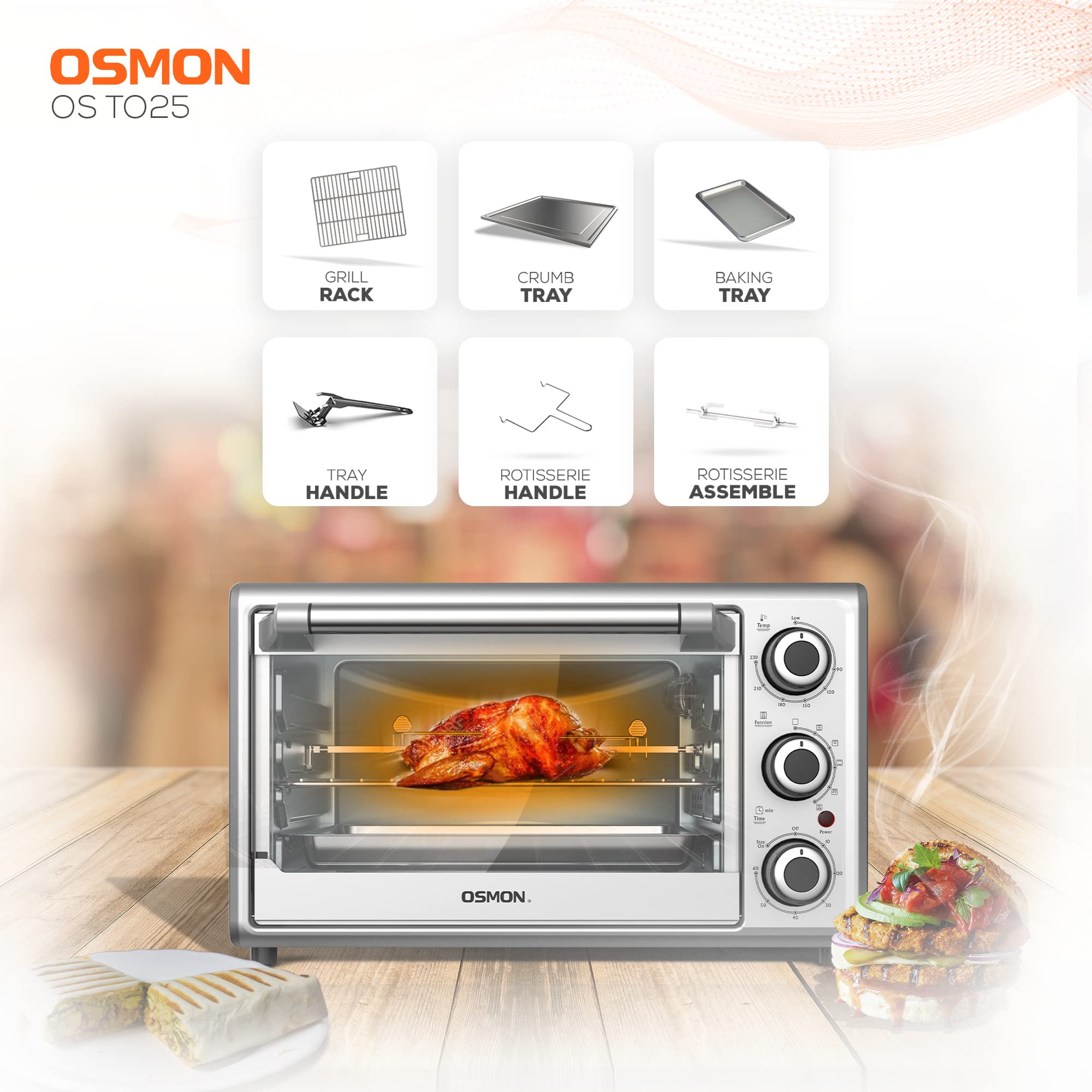 OSMON OS T025 Oven Toaster Griller - 25L, 6 Modes -5
