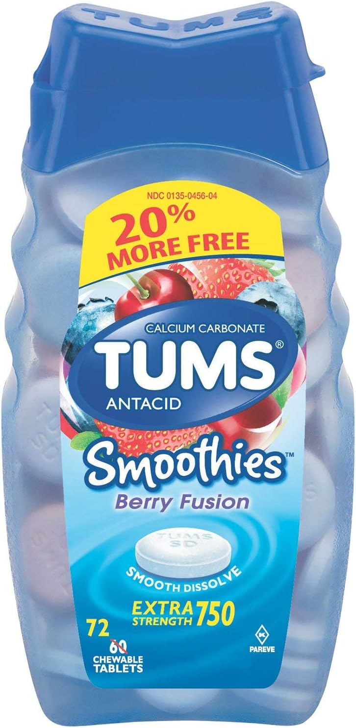 Tums Antacid Calcium Rich Smoothies Extra Strength 750 - Berry Fusion - 72 Tablets
